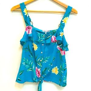 Lemon Tart Hawaiian Floral Tank Blouse (XS)
